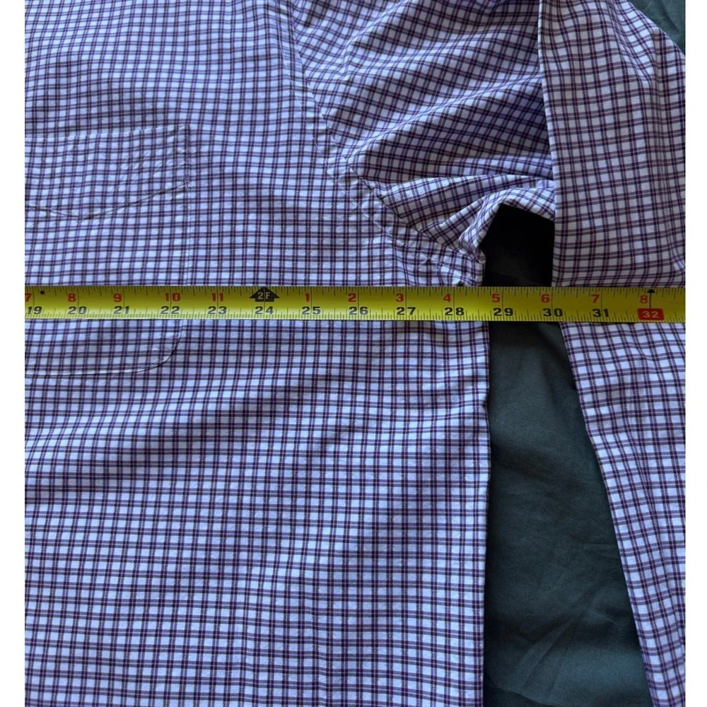 Oak Hill‎ Mens 2XLT Purple Gingham Plaid Button Down Shirt Wrinkle Free Cool Dry